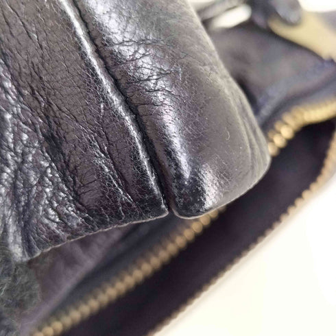 CLARAMONTE 異素材切替 チェーン レザーショルダーバッグ レディース