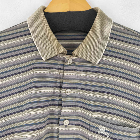 バーバリーズ BURBERRYS ワンポイント刺繍ボーダー L/S ポロシャツ メンズ JPN:M