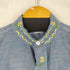 パーマネントプレス Permanent Press 70S 刺繍デザイン 七分袖 バンドカラーシャツ メンズ import:M