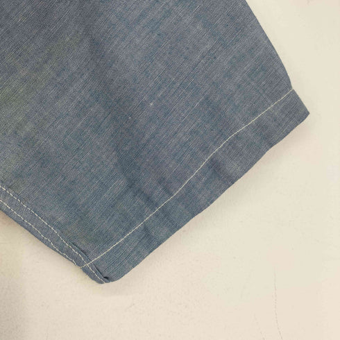 パーマネントプレス Permanent Press 70S 刺繍デザイン 七分袖 バンドカラーシャツ メンズ import:M