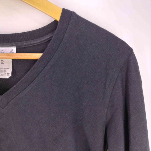 アニエスベー agnes b. PARIS 日本製 Vネック ロングスリーブ Tシャツ レディース JPN:2