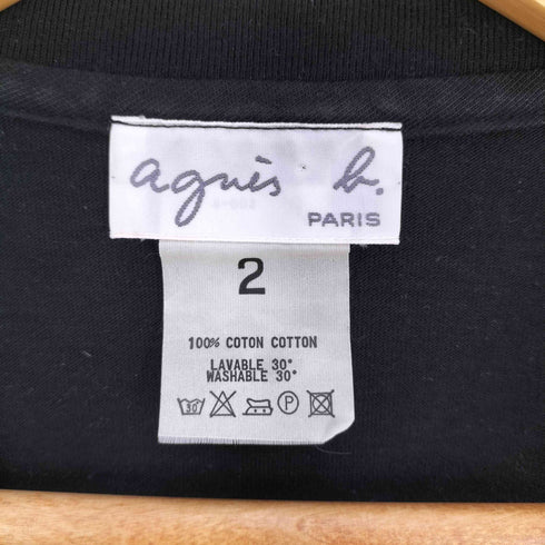 アニエスベー agnes b. PARIS 日本製 Vネック ロングスリーブ Tシャツ レディース JPN:2