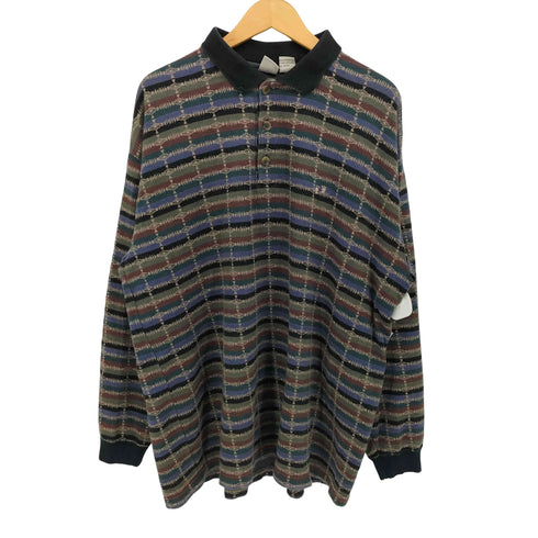 ハンテン HANG TEN ノルディック柄 L/S ポロシャツ 長袖 メンズ import:XL
