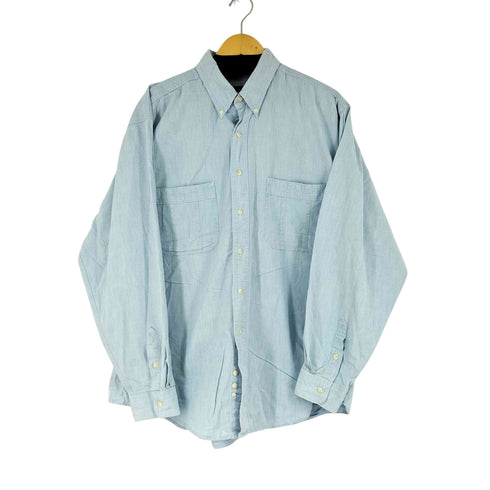 エディーバウアー Eddie Bauer 80-90S 黒タグ NORTHWEST CHAMBRAY BD L/S シャンブレーシャツ メンズ import:XL