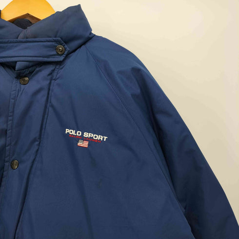 ポロスポーツラルフローレン POLO SPORT RALPH LAUREN 90s 短丈 星条旗 ロゴ 刺繍 チンストラップ ラグラン ダウンジャケット メンズ import:L
