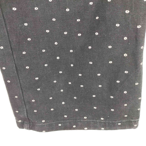 花柄刺繍 ブラックワイドデニムパンツ レディース