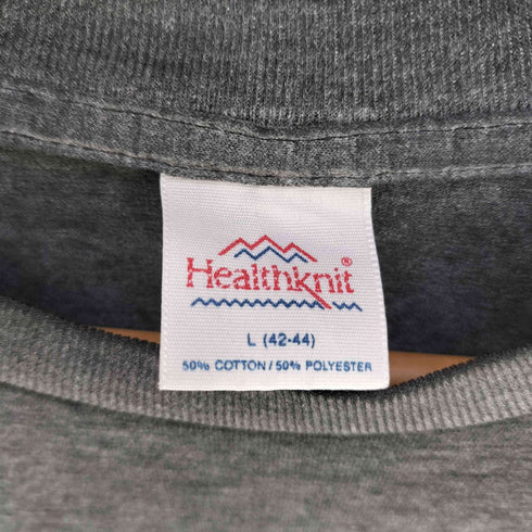 ヘルスニット Healthknit 90s シングルステッチ バンド スカル 両面プリント クルーネック Tシャツ メンズ import:L