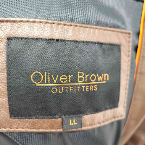 Oliver Brown 羊革 レザーダウンジャケット メンズ LL