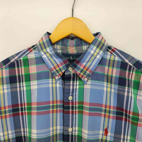 ラルフローレン RALPH LAUREN CLASSIC FIT ポニー刺繍 マドラスチェック ボタンダウンシャツ メンズ import:XL