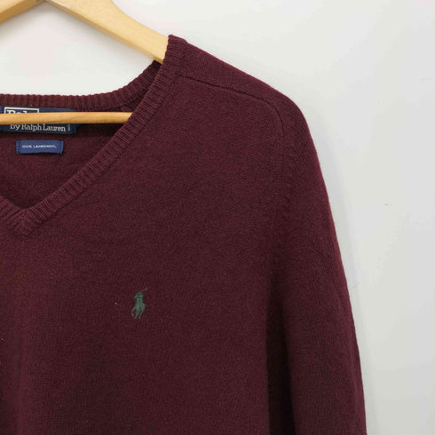 ポロバイラルフローレン Polo by RALPH LAUREN 90s ポニー刺繍 Vネック フリーダムスリーブ ラムズウール ニットセーター メンズ import:L