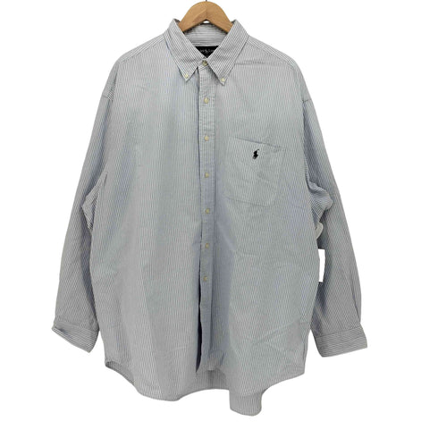 ラルフローレン RALPH LAUREN 90s BIG SHIRT ポニー刺繍 オックスフォード生地 ストライプ ボタンダウンシャツ メンズ import:XL