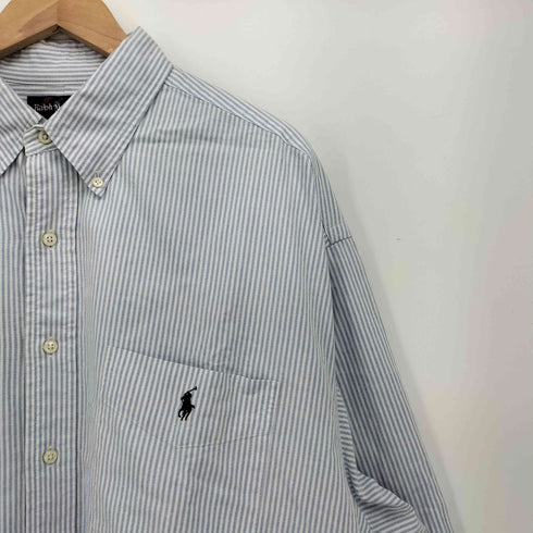 ラルフローレン RALPH LAUREN 90s BIG SHIRT ポニー刺繍 オックスフォード生地 ストライプ ボタンダウンシャツ メンズ import:XL