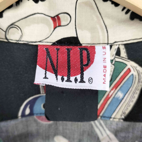 N.I.P USA製 ボーリング プリント オープンカラー 半袖シャツ メンズ
