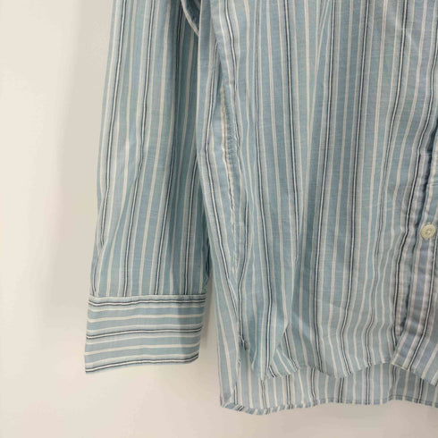 ポロバイラルフローレン Polo by RALPH LAUREN 90s マチ付 織柄 チンストラップ ストライプ バンドカラーワークシャツ メンズ import:M