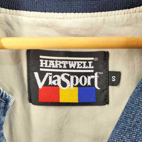 hartwellviasport 90S フロント刺繍デニムスタジャン メンズ import:S