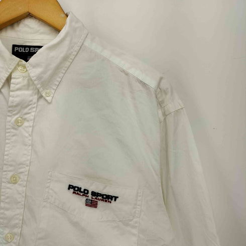 ポロスポーツラルフローレン POLO SPORT RALPH LAUREN 90s 星条旗 ロゴ 刺繍 ポプリン ボタンダウン シャツ メンズ import:L