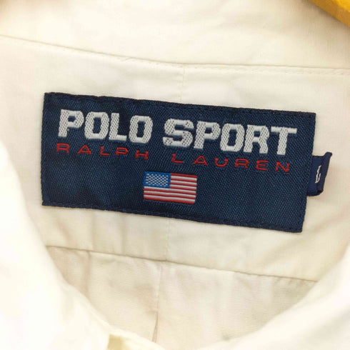 ポロスポーツラルフローレン POLO SPORT RALPH LAUREN 90s 星条旗 ロゴ 刺繍 ポプリン ボタンダウン シャツ メンズ import:L