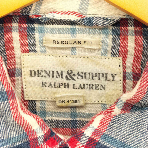 デニムアンドサプライ ラルフローレン DENIM & SUPPLY RALPH LAUREN REGULAR FIT インド製 コットンリネン レギュラーカラー チェックシャツ メンズ import:S