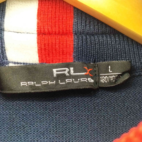 アールエルエックスラルフローレン RLX RALPH LAUREN USAワッペン ハーフジップ プルオーバーニット メンズ import:L