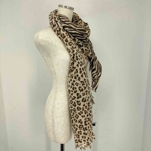 バーニーズニューヨーク BARNEYS NEWYORK アニマル柄ウールスカーフ レディース