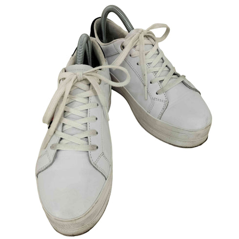 トミーヒルフィガー TOMMY HILFIGER ストライプデザイン レザー 厚底スニーカー レディース JPN:24