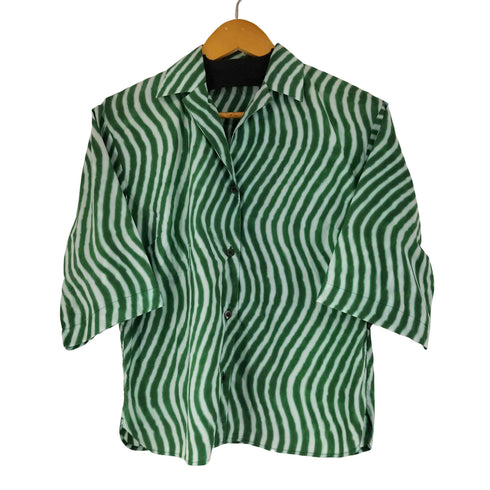 ドリスヴァンノッテン DRIES VAN NOTEN ストライプ S/S 開襟シャツ レディース 38
