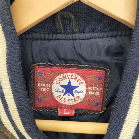 コンバース CONVERSE 90S 本革 ピッグスキン スウェード 裏地キルティング バック ロゴ 刺繍 スタジャン ブルゾン メンズ import:L