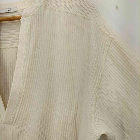 クラネ CLANE HEAVY RIB V NECK TOPS ヘビーリブネックトップス レディース FREE