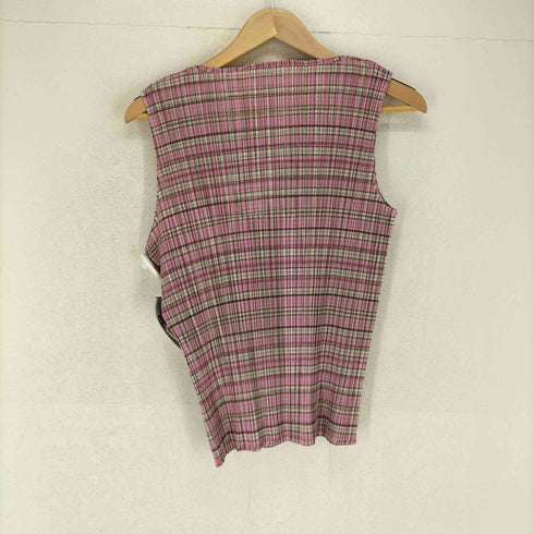 プリーツプリーズイッセイミヤケ PLEATS PLEASE ISSEY MIYAKE 90~00S チェック柄ハイネックプリーツトップス レディース