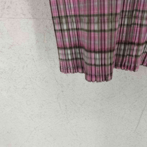 プリーツプリーズイッセイミヤケ PLEATS PLEASE ISSEY MIYAKE 90~00S チェック柄ハイネックプリーツトップス レディース