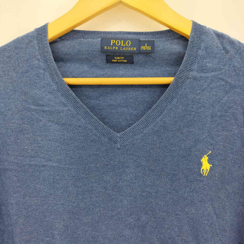ポロラルフローレン POLO RALPH LAUREN SLIM FIT PIMA COTTON ポニー刺繍 Vネック コットンニット メンズ S