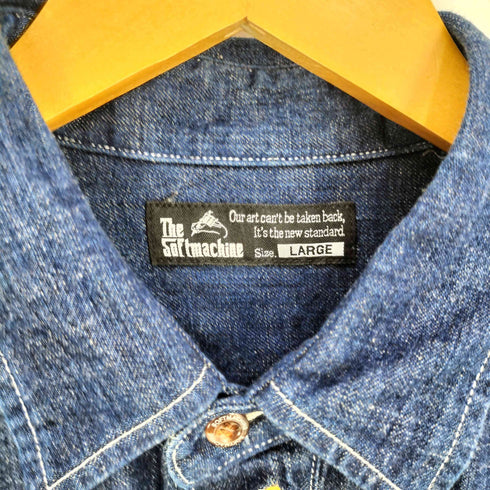 ソフトマシーン The softmachine 日本製 刺繍 ダブルポケット デニムシャツ メンズ JPN:L