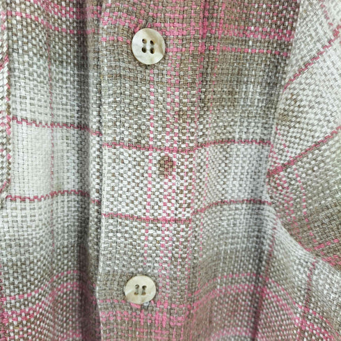 think pink 90s イタリア製 コーデュロイ切替 チェック シャツ メンズ