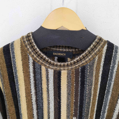 バクラック BACHRACH 90S USA製 マルチカラー3Dニット メンズ import:L