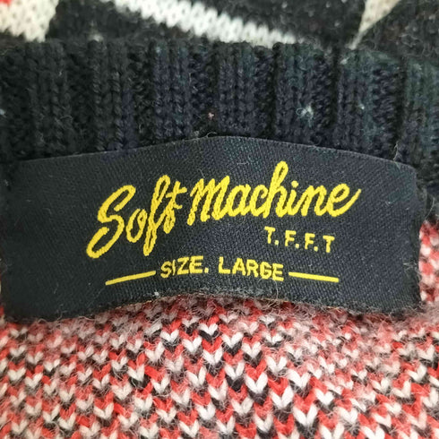 ソフトマシーン The softmachine 総柄 幾何学 アクリル ウール クルーネック ニット メンズ JPN:L