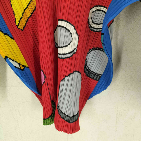 プリーツプリーズイッセイミヤケ PLEATS PLEASE ISSEY MIYAKE イラストデザイン総柄プリーツトップス レディース
