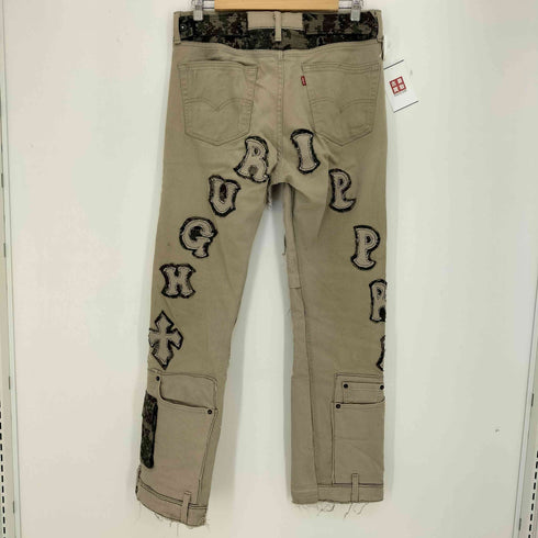 リーバイス Levis 510 リメイク ワッペン装飾 迷彩パッチワーク ダメージ加工 フェイクレイヤード ストレートデニムパンツ メンズ W32L32