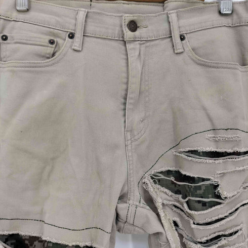 リーバイス Levis 510 リメイク ワッペン装飾 迷彩パッチワーク ダメージ加工 フェイクレイヤード ストレートデニムパンツ メンズ W32L32