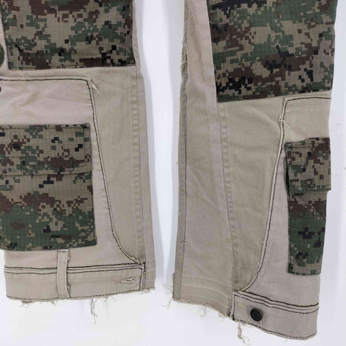 リーバイス Levis 510 リメイク ワッペン装飾 迷彩パッチワーク ダメージ加工 フェイクレイヤード ストレートデニムパンツ メンズ W32L32