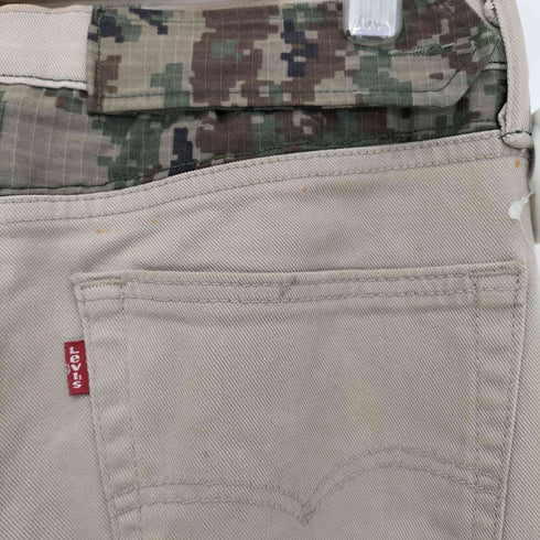 リーバイス Levis 510 リメイク ワッペン装飾 迷彩パッチワーク ダメージ加工 フェイクレイヤード ストレートデニムパンツ メンズ W32L32