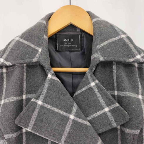MOTIFS ブロックチェック メルトン ピーコート レディース