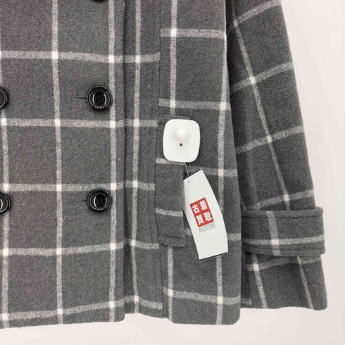 MOTIFS ブロックチェック メルトン ピーコート レディース