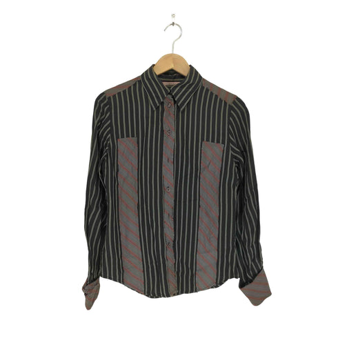 ピーエスポールスミス PS Paul Smith パッチワークデザインストライプサテンシャツ レディース 42