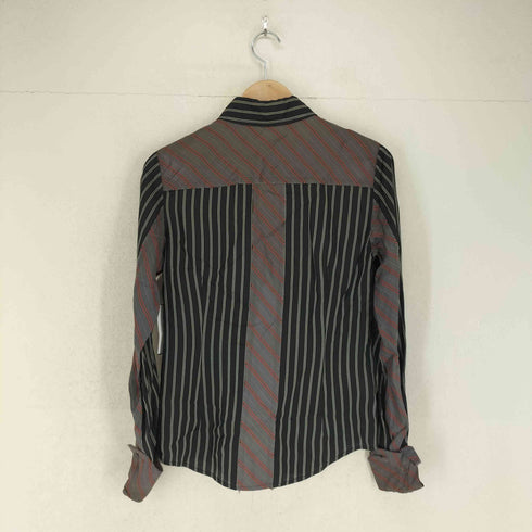 ピーエスポールスミス PS Paul Smith パッチワークデザインストライプサテンシャツ レディース 42