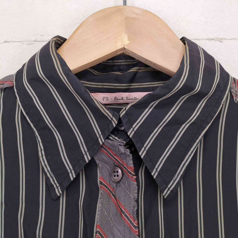 ピーエスポールスミス PS Paul Smith パッチワークデザインストライプサテンシャツ レディース 42