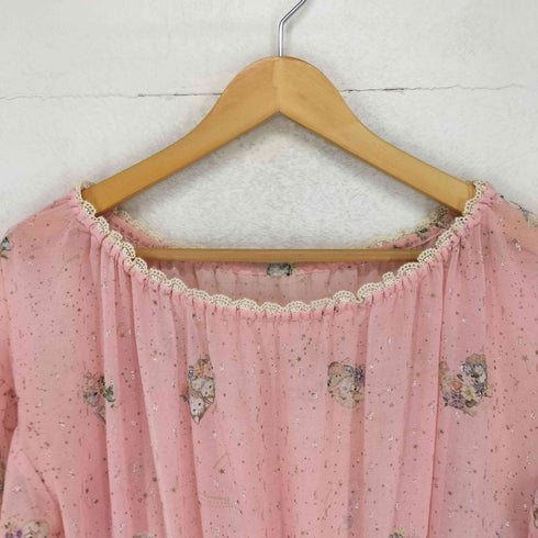 フランシュリッペ franche lippee ラメ糸混 花プリントワンピース レディース M