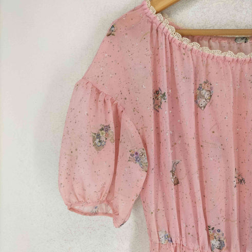 フランシュリッペ franche lippee ラメ糸混 花プリントワンピース レディース M
