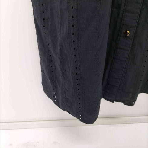 マウジー moussy EYELET NOCOLLAR LONG SHIRT レディース FREE