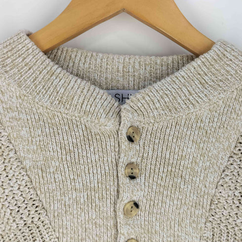 ASHLEY KNIT USA製 ヘンリーネック コットン プルオーバーニット メンズ import:XL