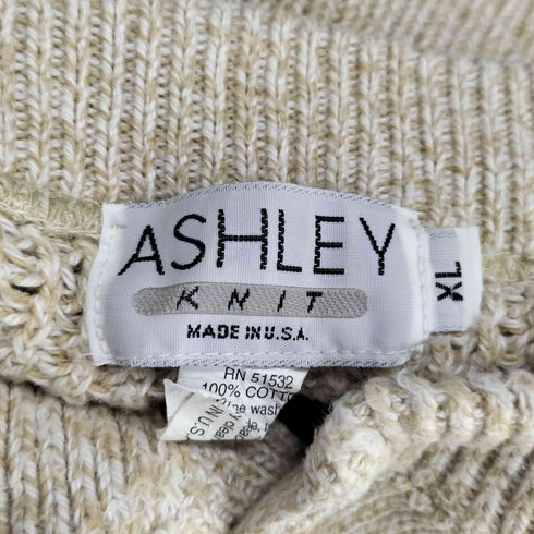 ASHLEY KNIT USA製 ヘンリーネック コットン プルオーバーニット メンズ import:XL